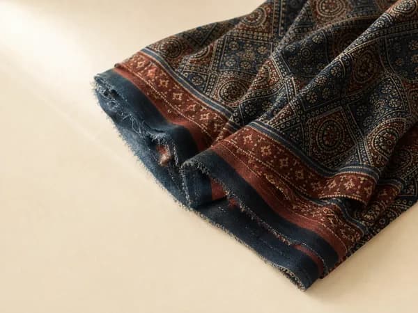 Hand-block Ajrakh stole